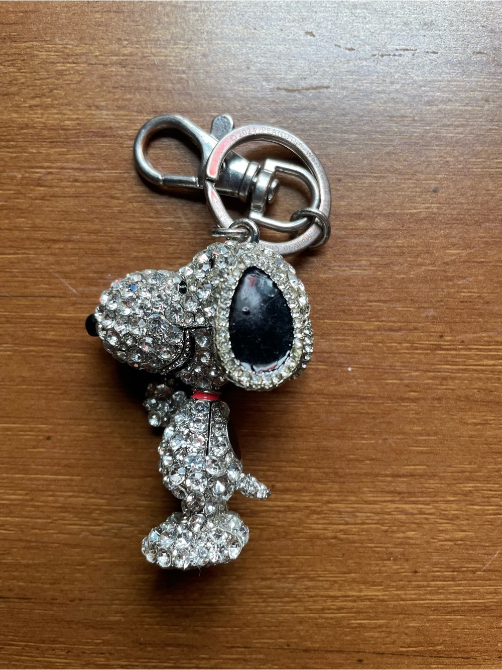 Crystal Pave Peanuts Snoopy Keychain Charm - Clear Rhinestones - Picture 4 of 7